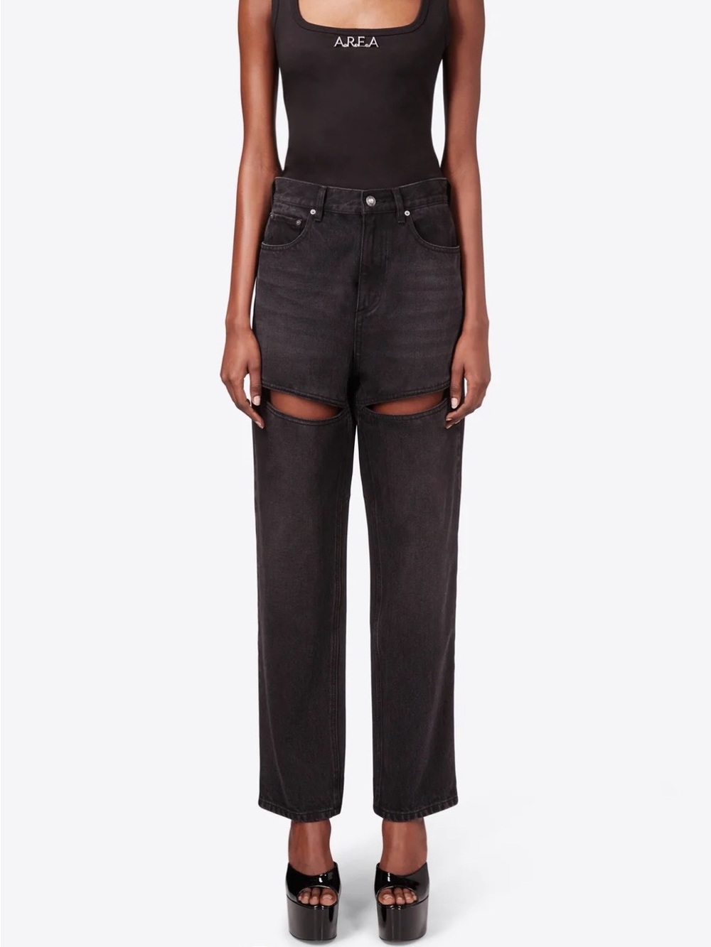 AREA Black Slit Jeans
